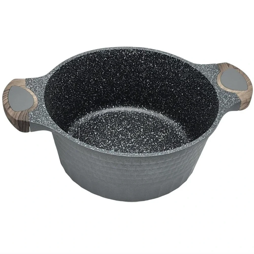 D&W Premium Cookware 9.5in Stock Pot Casserole with Lid Non-stick 4.5QT Charcoal